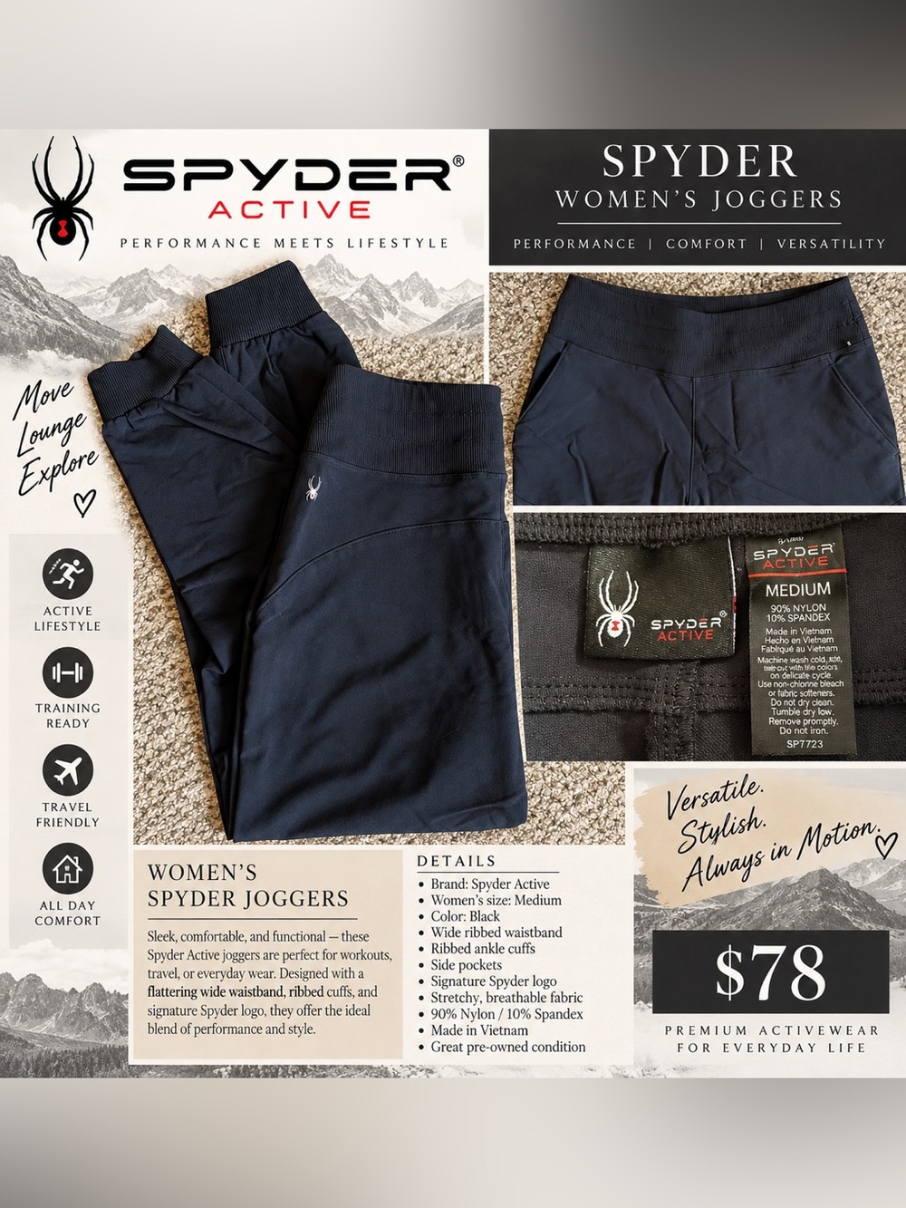 Spyder Active Women's Black Joggers